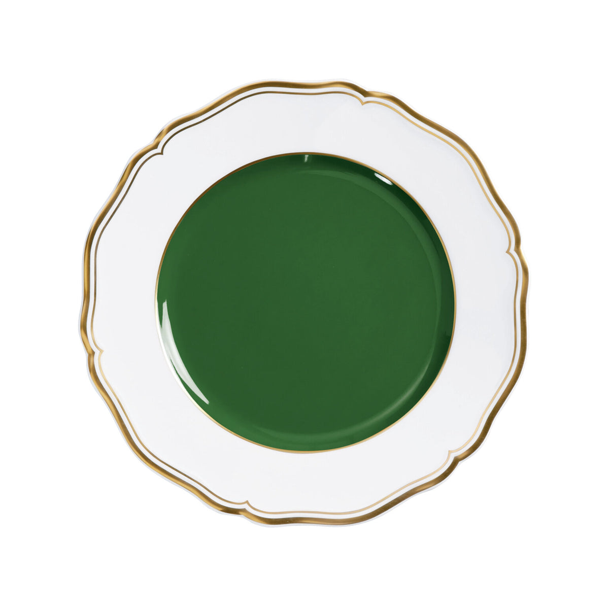 Raynaud Mazurka Gold with green background Dessert Plate, 8 3/4 in