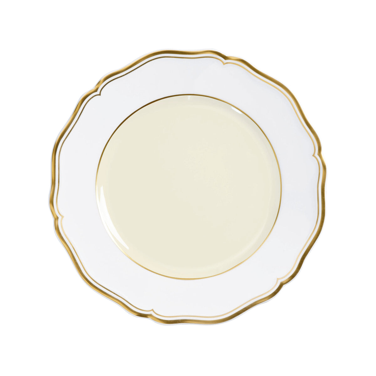 Raynaud Mazurka Gold with ivory background Dessert Plate, 8 3/4 in