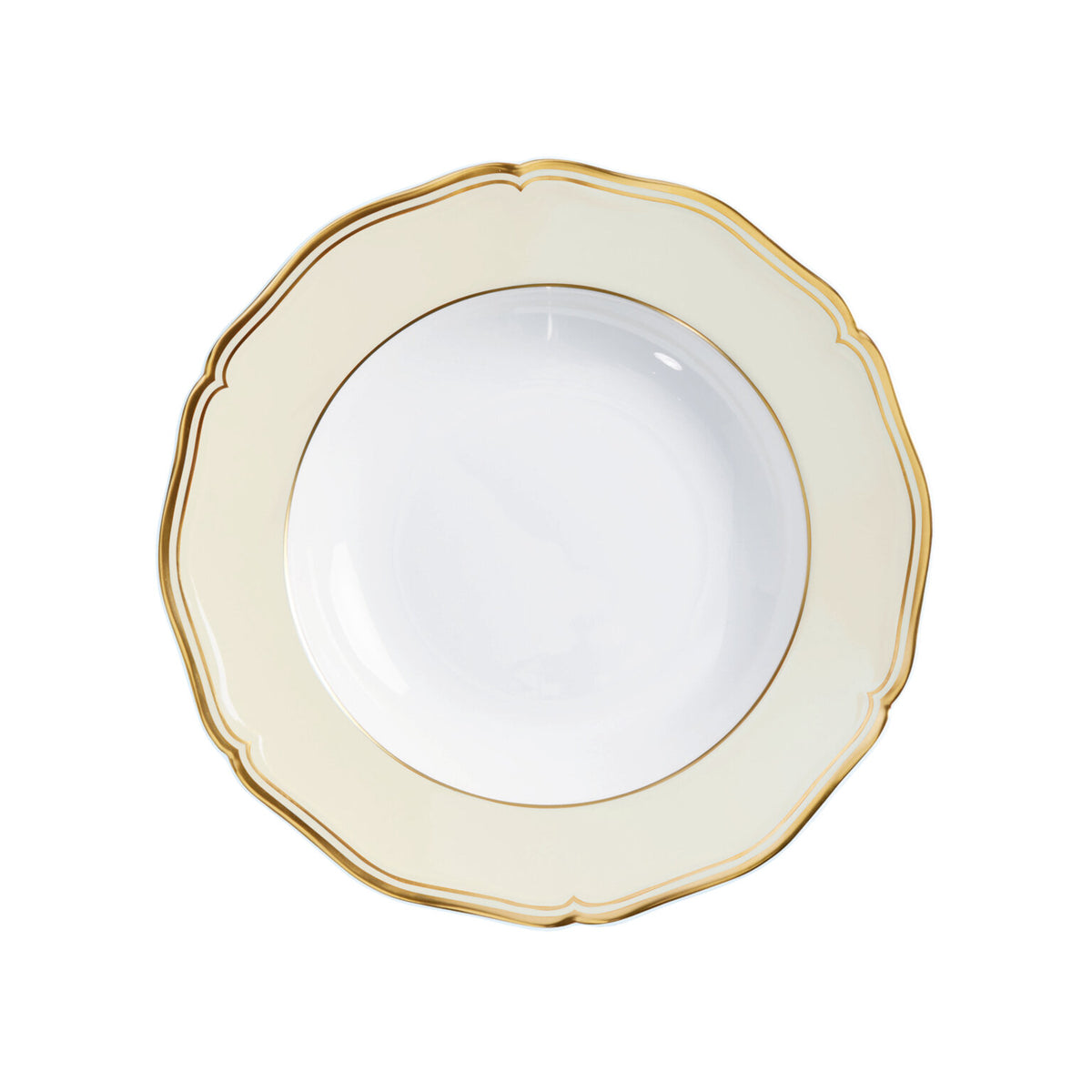 Raynaud Mazurka Gold with ivory background Soup Plate, 9 In, 6 oz