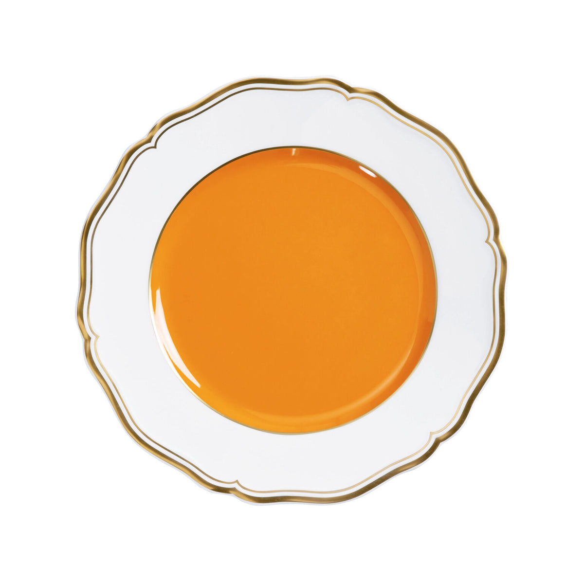 Raynaud Mazurka Gold with orange background Dessert Plate, 8 3/4 in