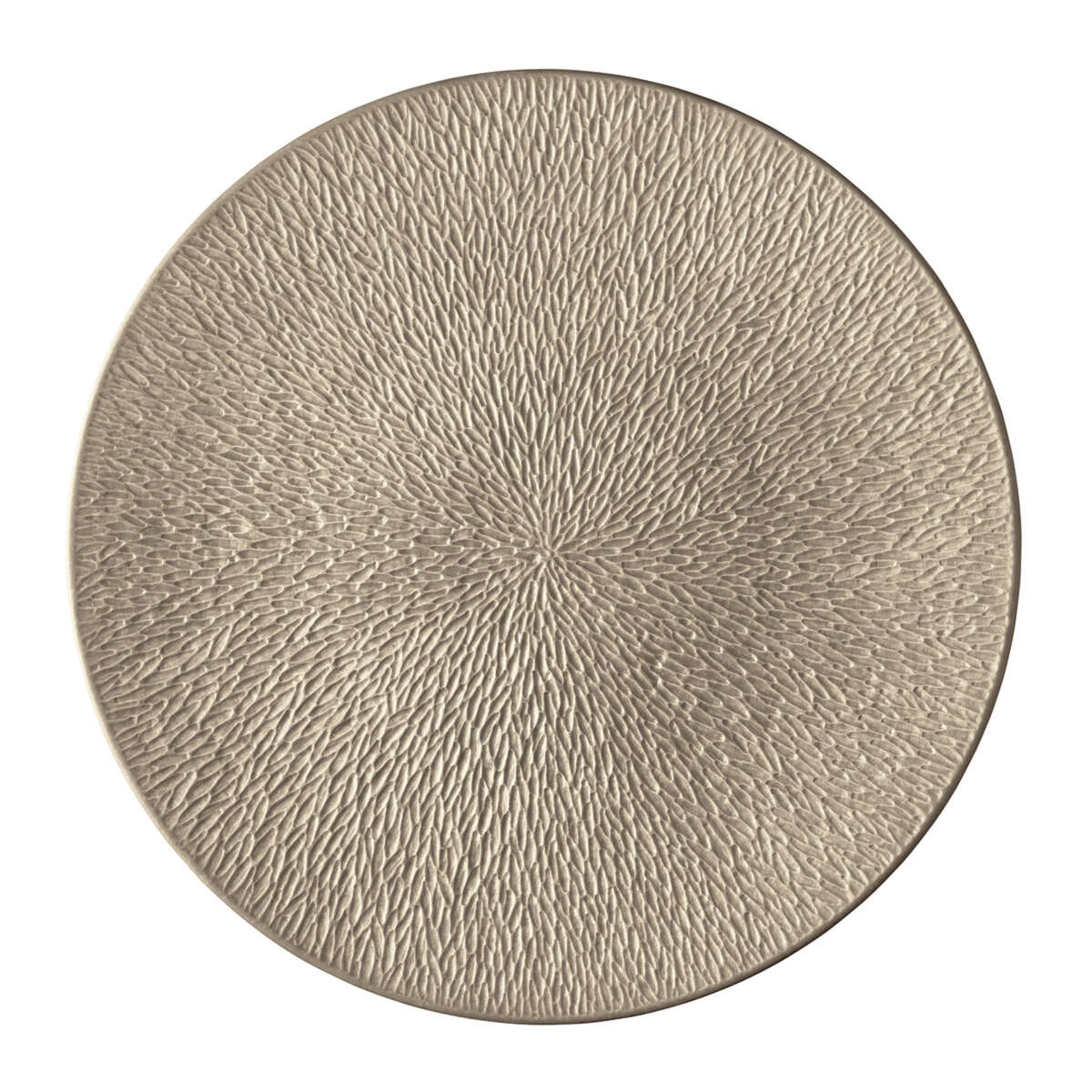 Raynaud Mineral Irise Warm Gray Buffet Plate, 12 1/2 in, Completely Engraved