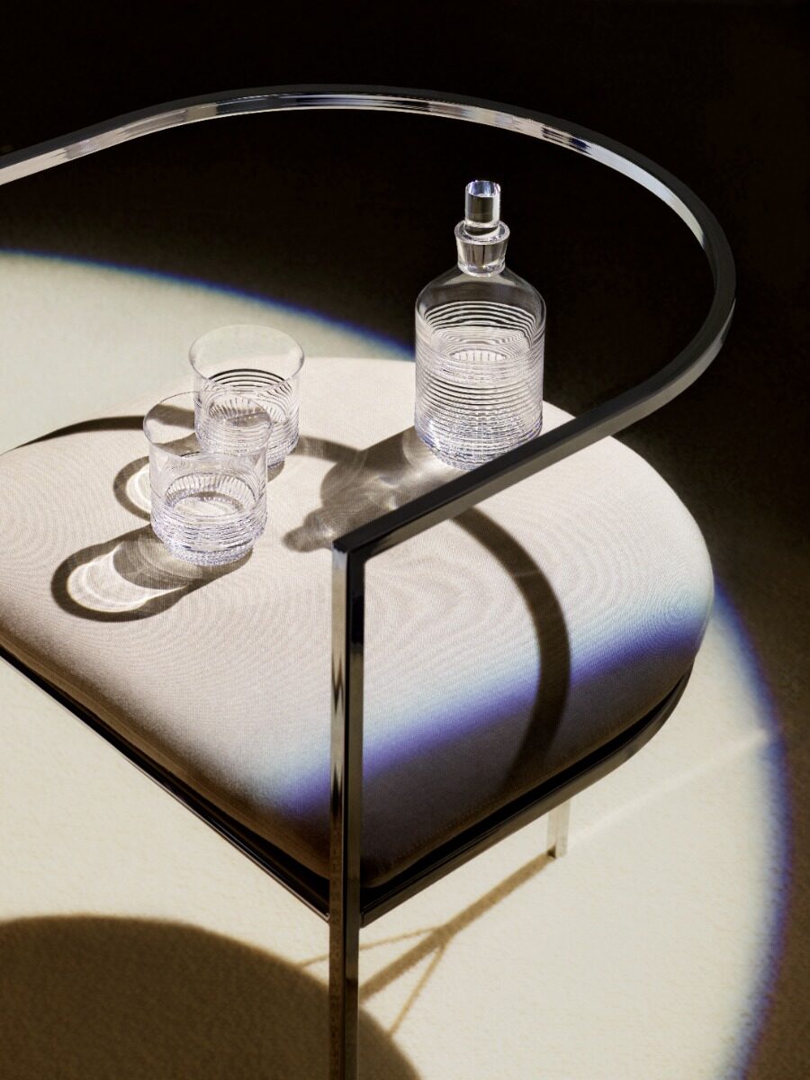 Saint-Louis Cadence Round Decanter in a styled lifestyle setting