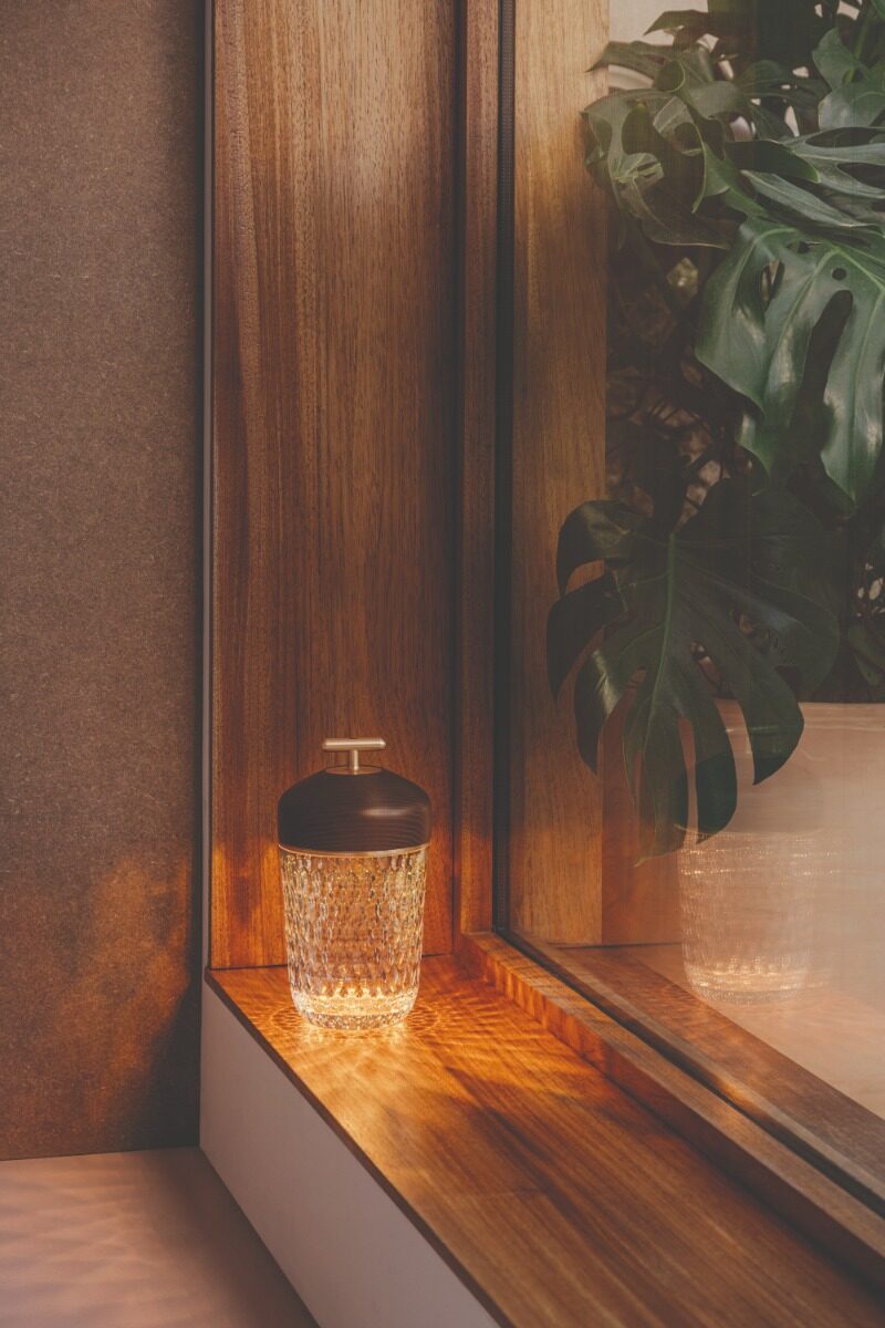 Saint-Louis Folia Portable Lamp in a styled lifestyle setting