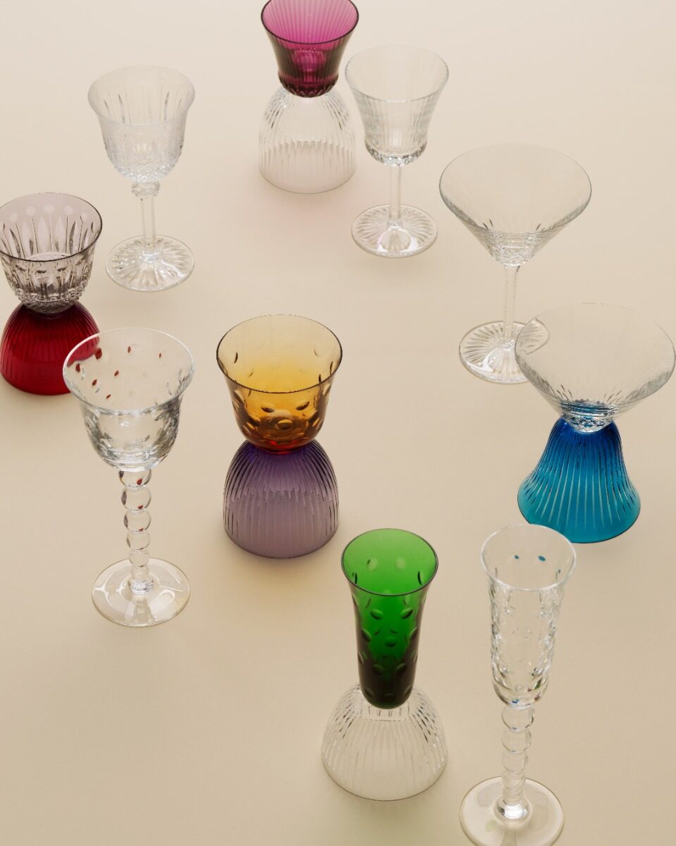 Saint-Louis Les Endiablés Violet Amber in a styled lifestyle setting