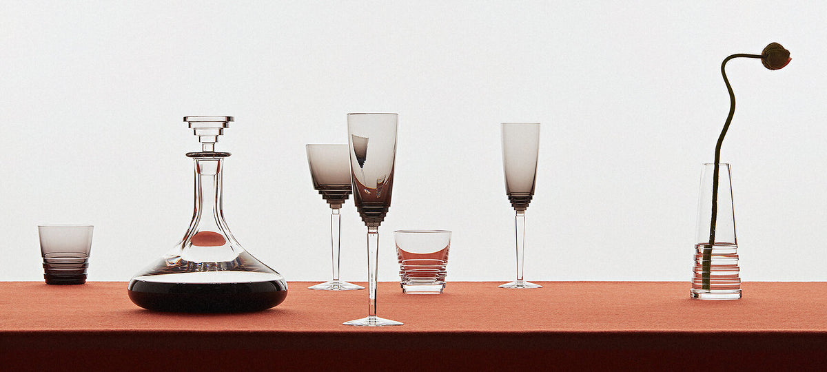 Saint-Louis Oxymore crystal collection in a styled lifestyle setting