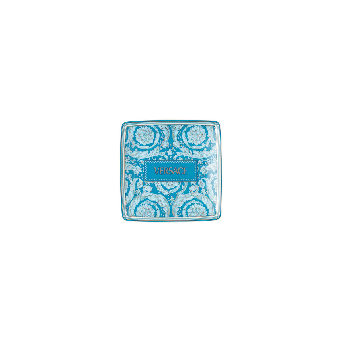 Versace Barocco Teal Canape Dish, 4 3/4 in, Square