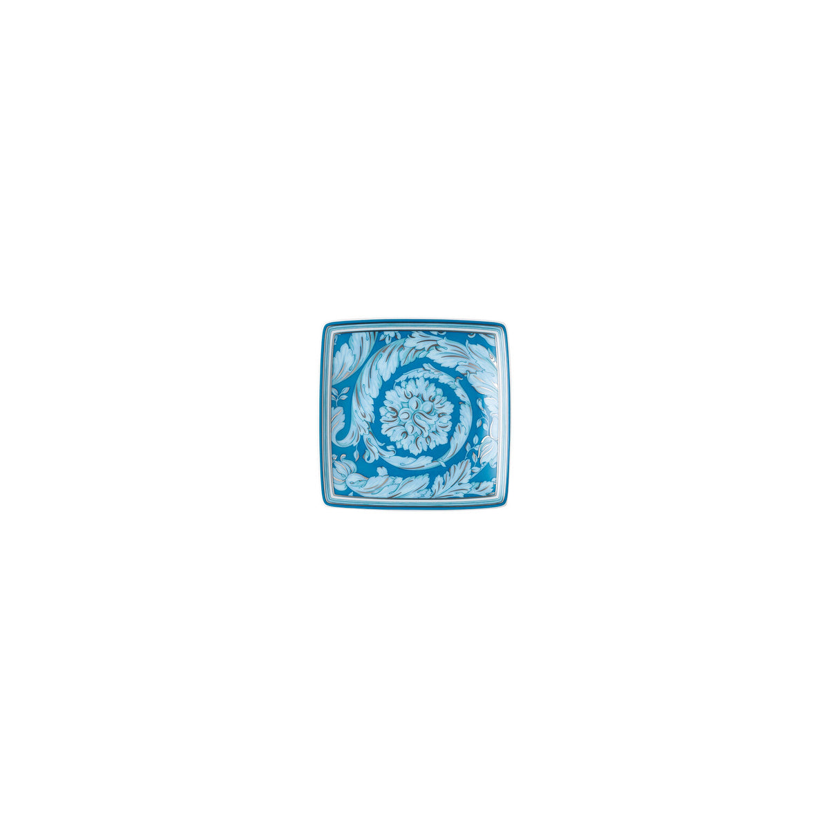 Versace Barocco Teal Small Low Bowl, 3 1/2 in