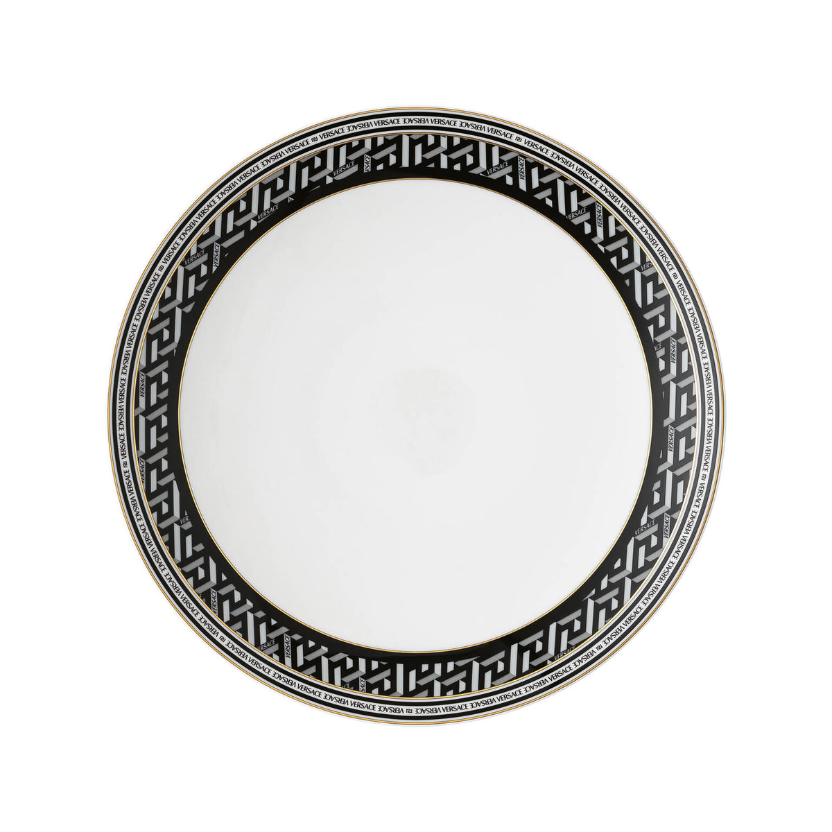 Versace La Greca Signature Black Gourmet Plate, 11 in