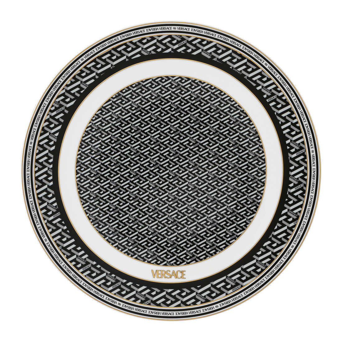Versace La Greca Signature Black Service Plate, 13 in