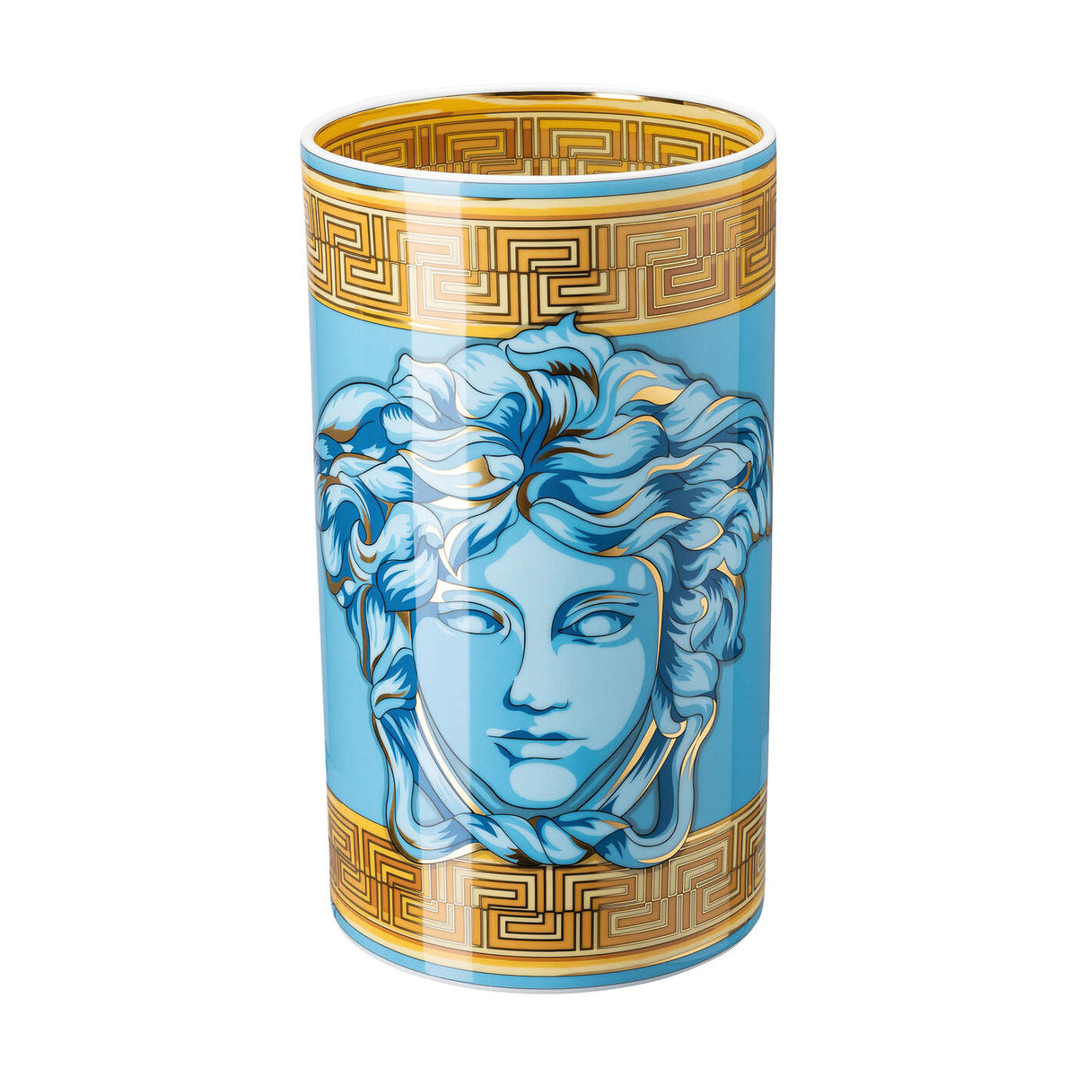 Versace Medusa Amplified Blue Coin Vase, 11 3/4 in