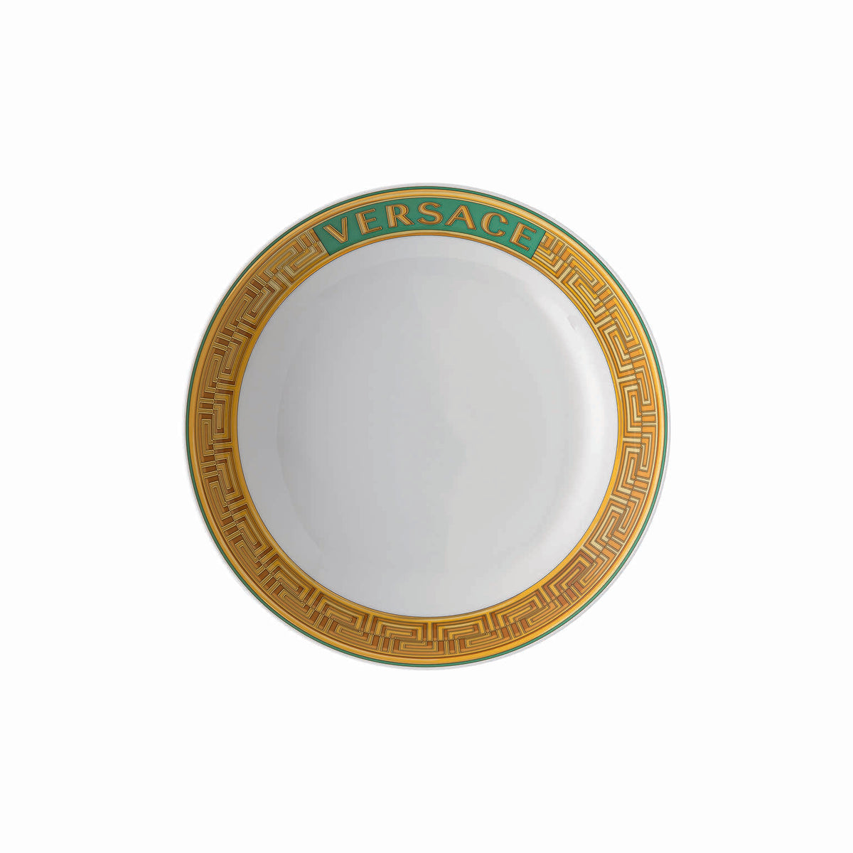 Versace Medusa Amplified Green Coin Rim Soup, 8 2/3 in