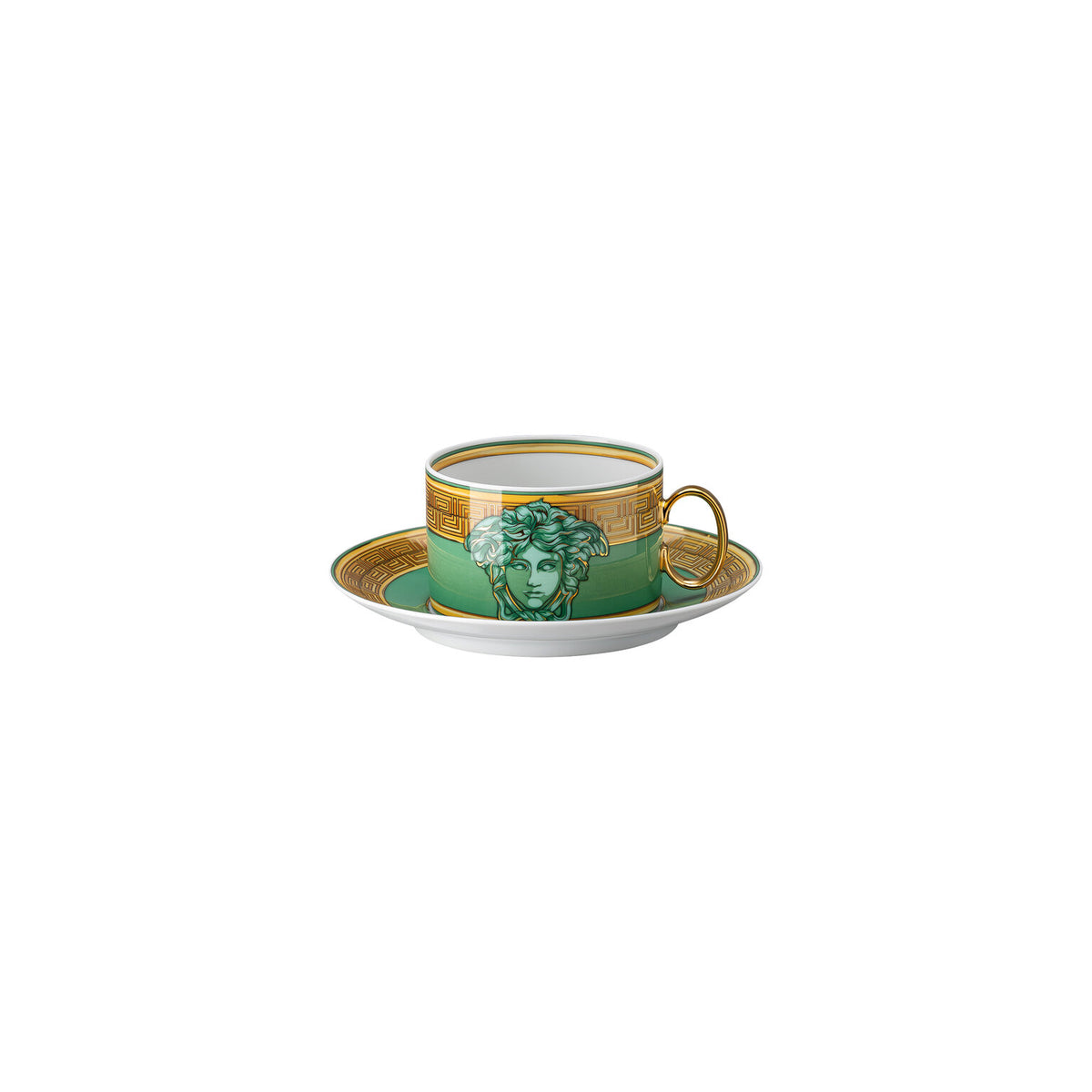 Versace Medusa Amplified Green Coin Tea Cup & Saucer