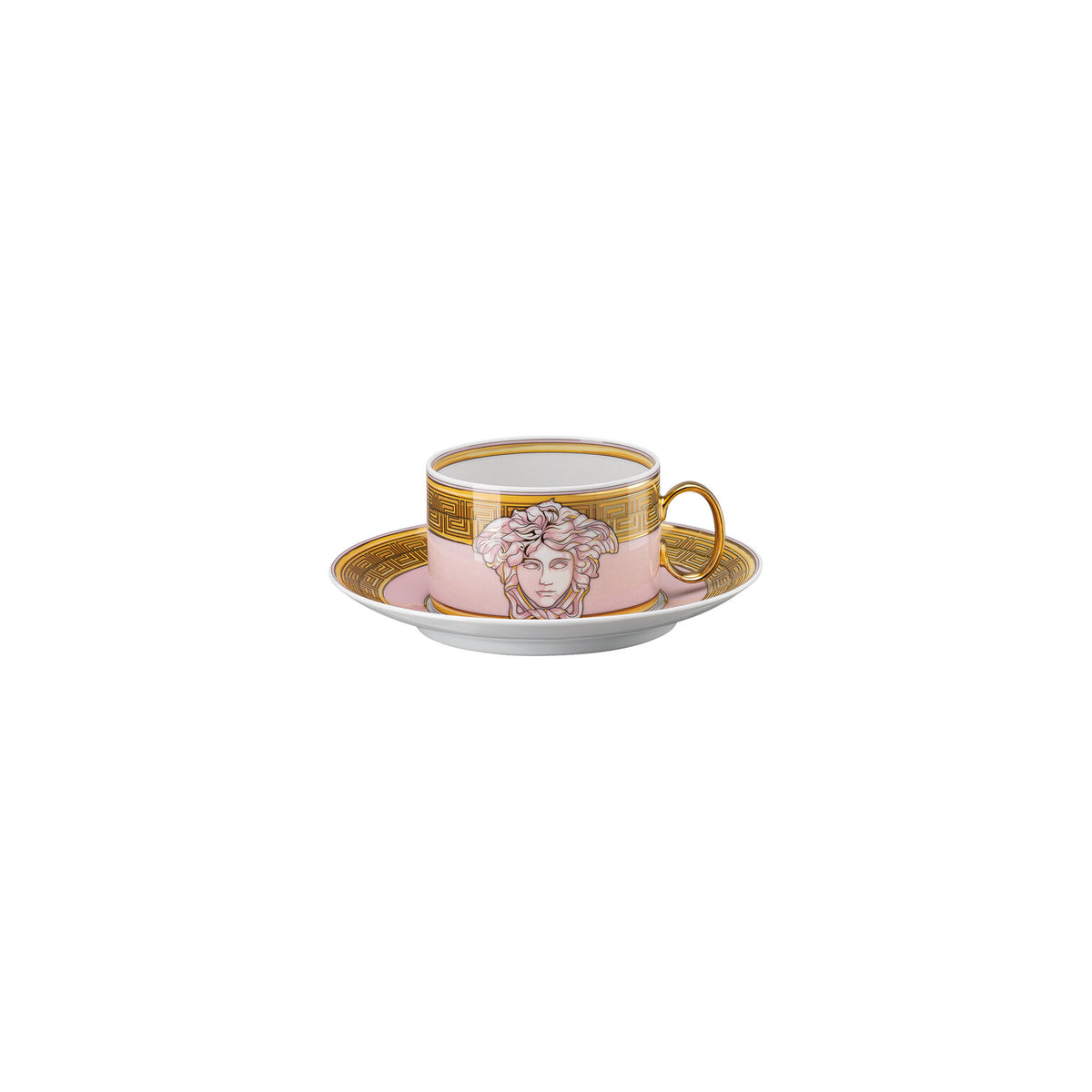 Versace Medusa Amplified Pink Coin Tea Cup & Saucer