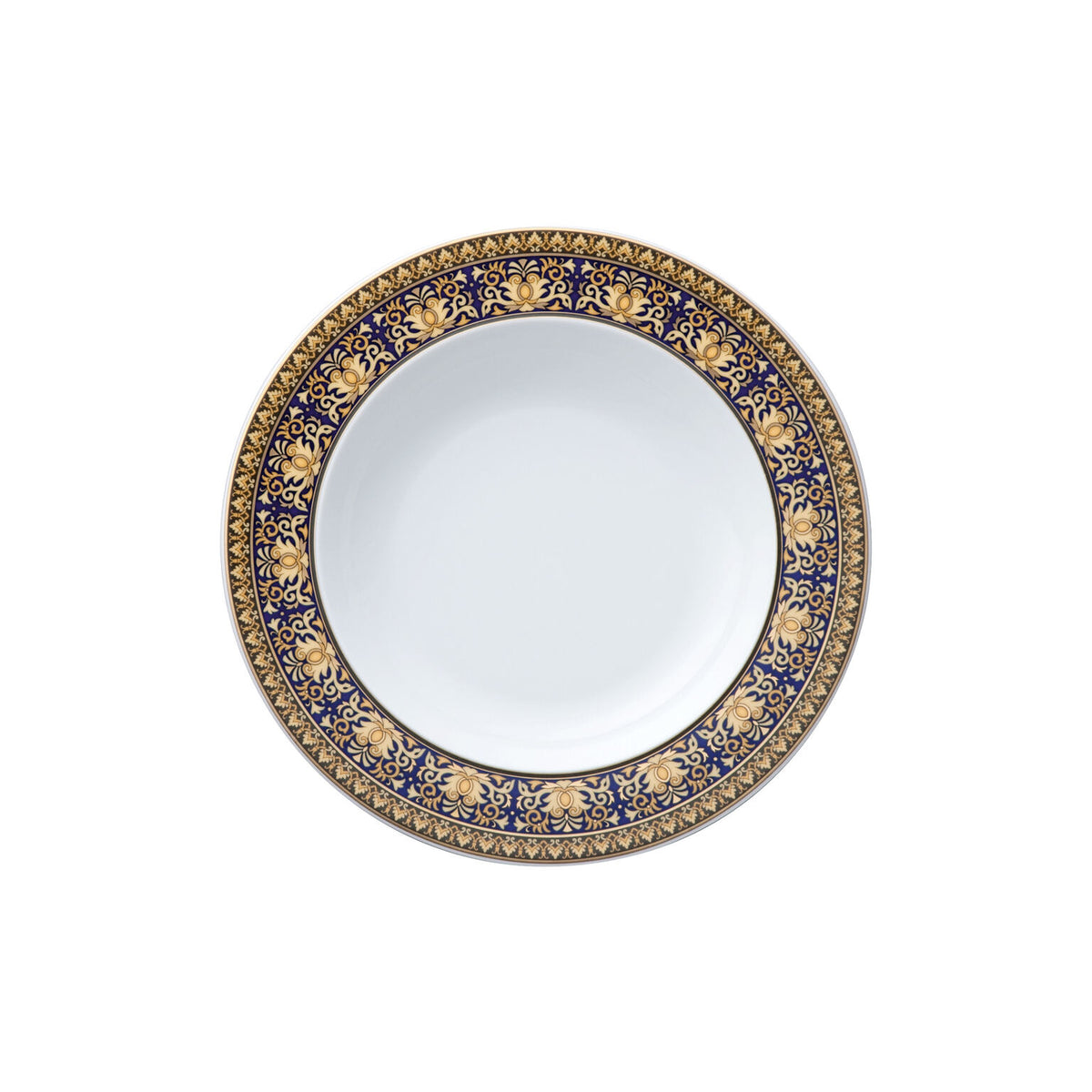 Versace Medusa Blue Rim Soup, 8 2/3 in