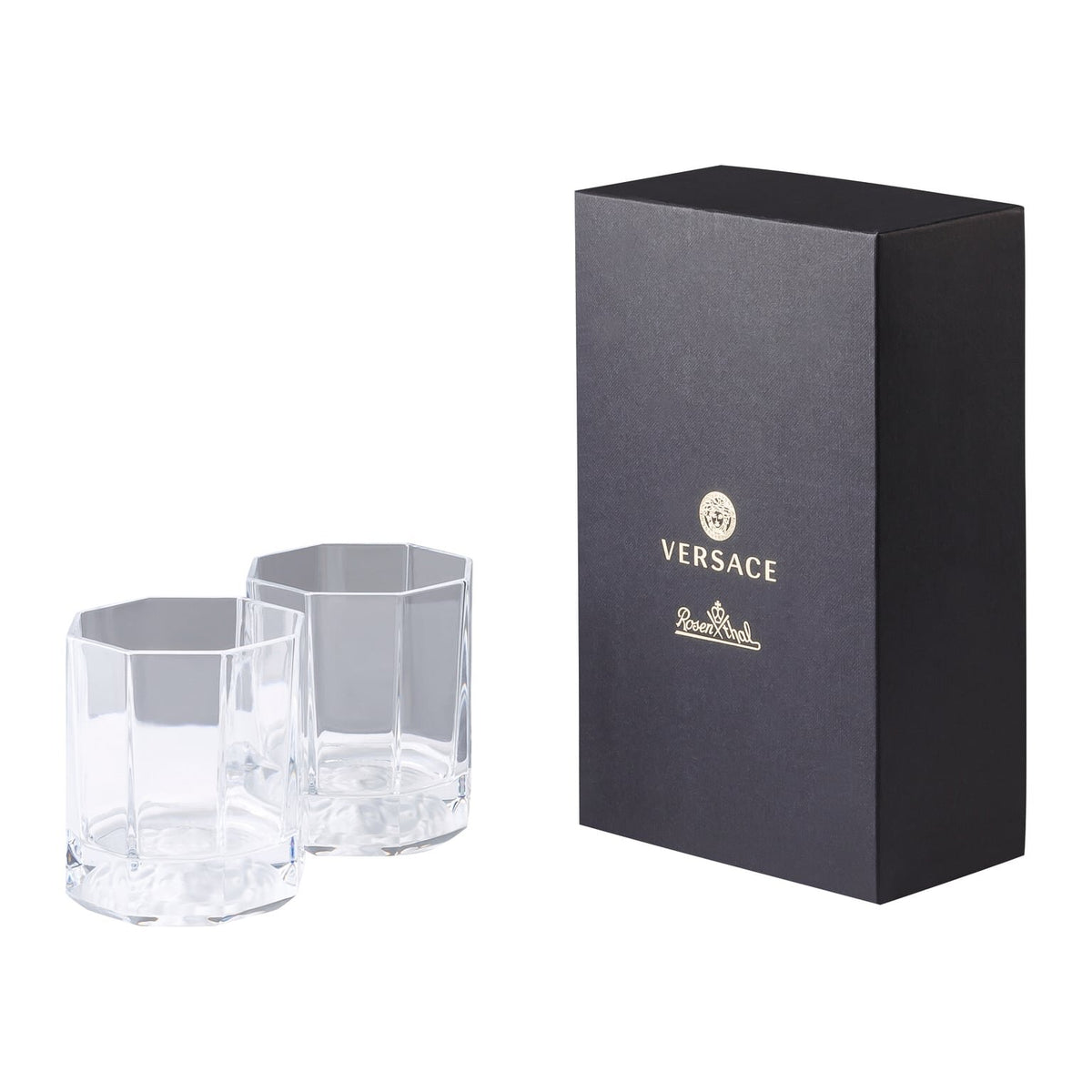 Versace Medusa Lumiere Crystal Whiskey Glass, D.O.F., Pair