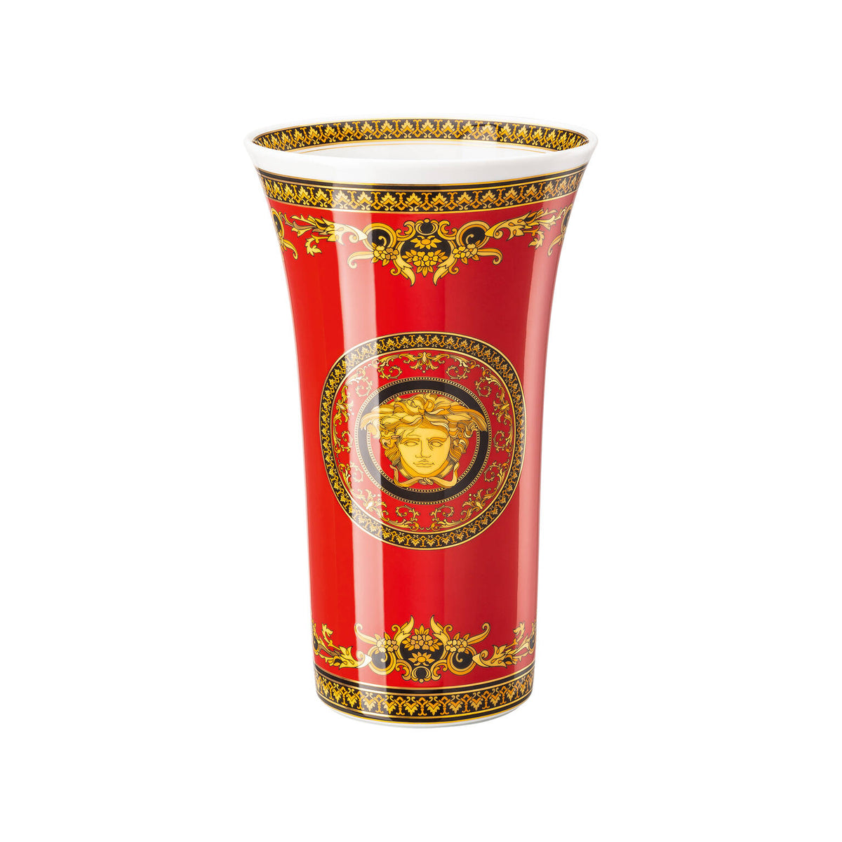 Versace Medusa Red Vase, 10 1/4 in
