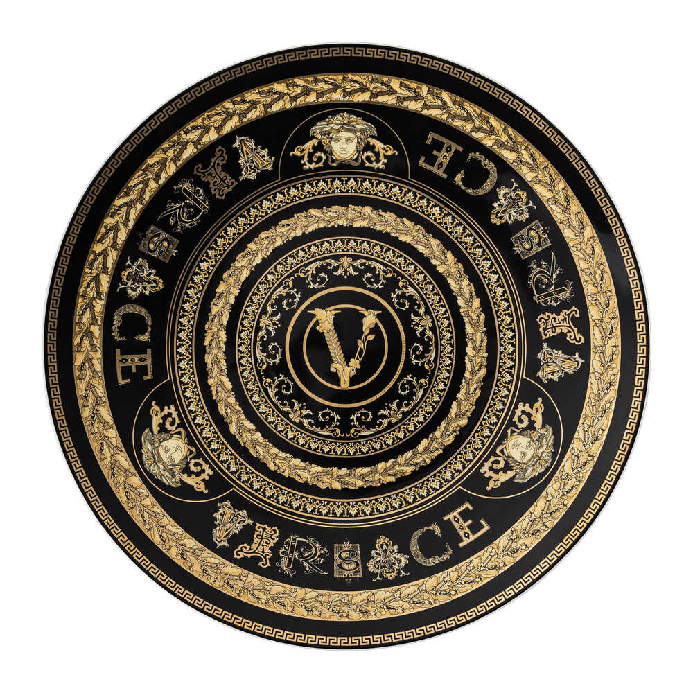 Versace Virtus Gala Service Plate, 13 in, Black