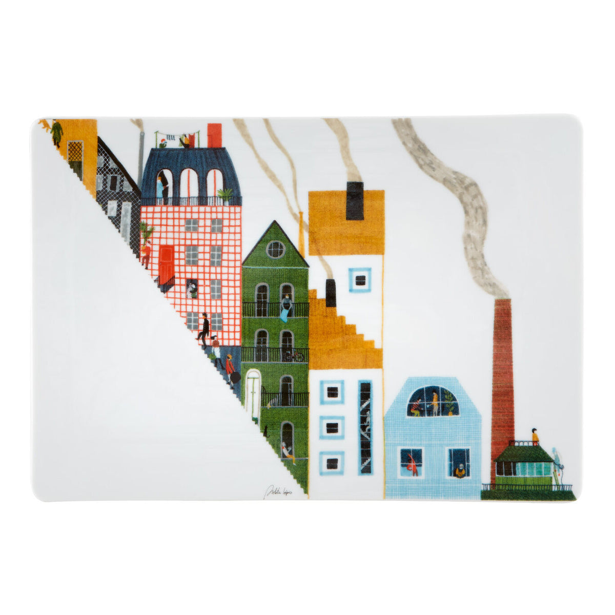 Vista Alegre 2i - Ilustradores Internacionais Rectangular Plate Violeta Lópiz on a white background