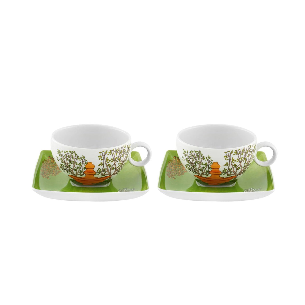 Vista Alegre Alma de Lisboa Set of 2 Tea Cups & Saucers on a white background