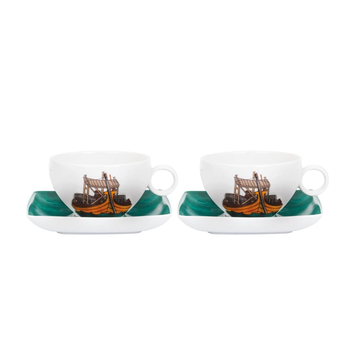 Vista Alegre Alma do Porto Set of 2 Tea Cups & Saucers on a white background