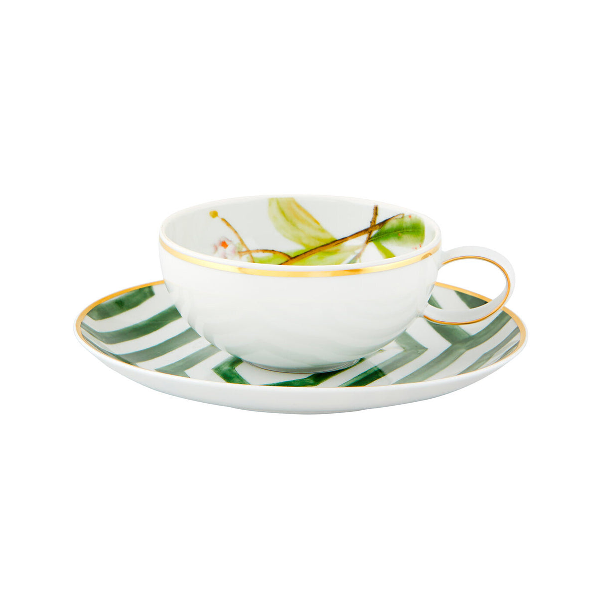 Vista Alegre Amazónia Tea Cup and Saucer on a white background