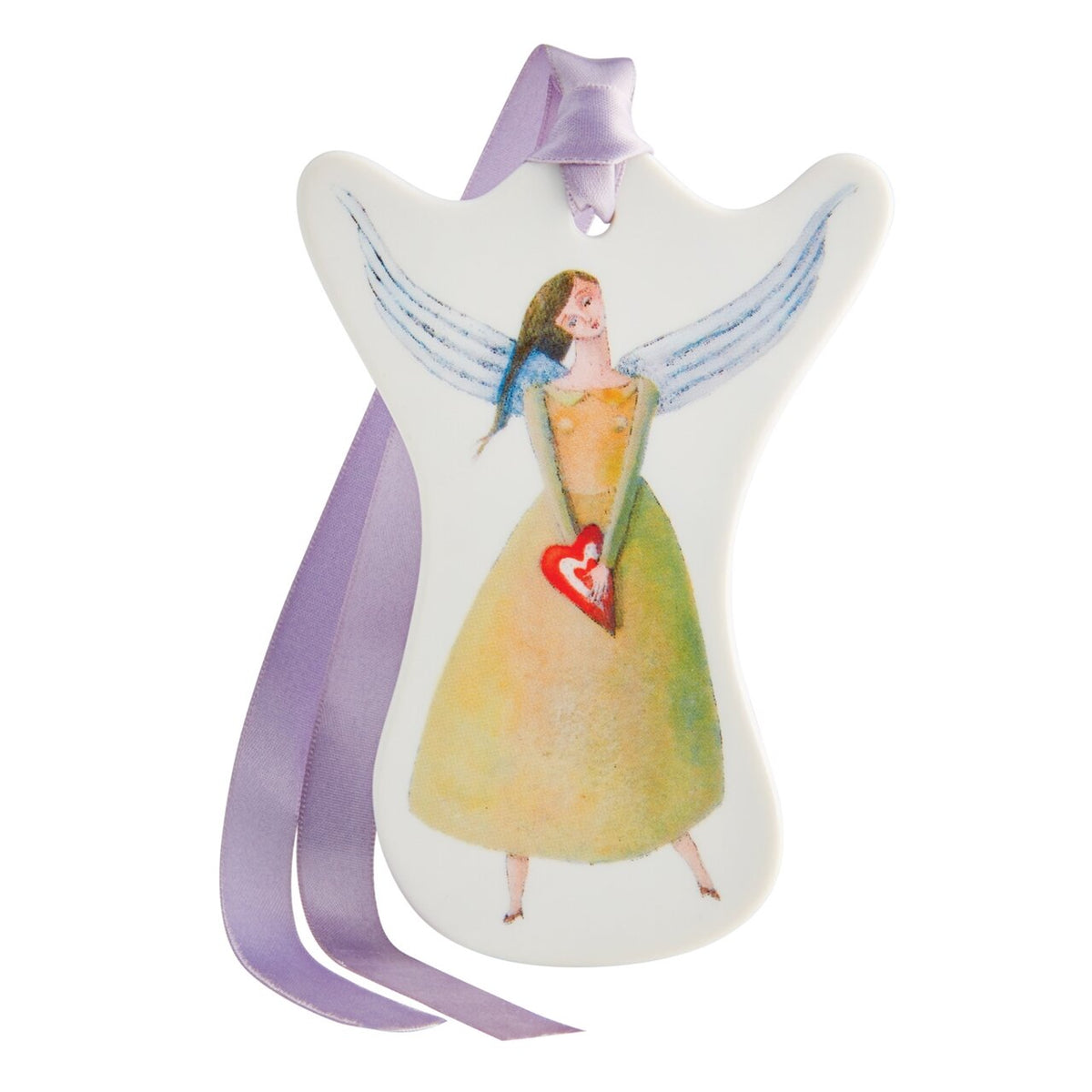 Vista Alegre Angels Green Angel Ornament on a white background