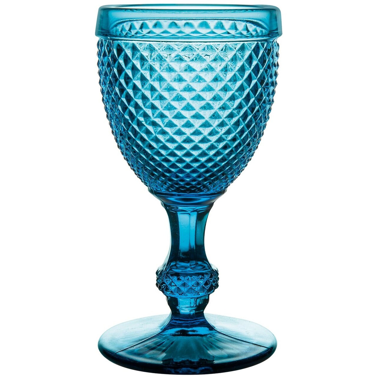 Vista Alegre Bicos Azul Set of 4 Red Wine Goblets Blue on a white background