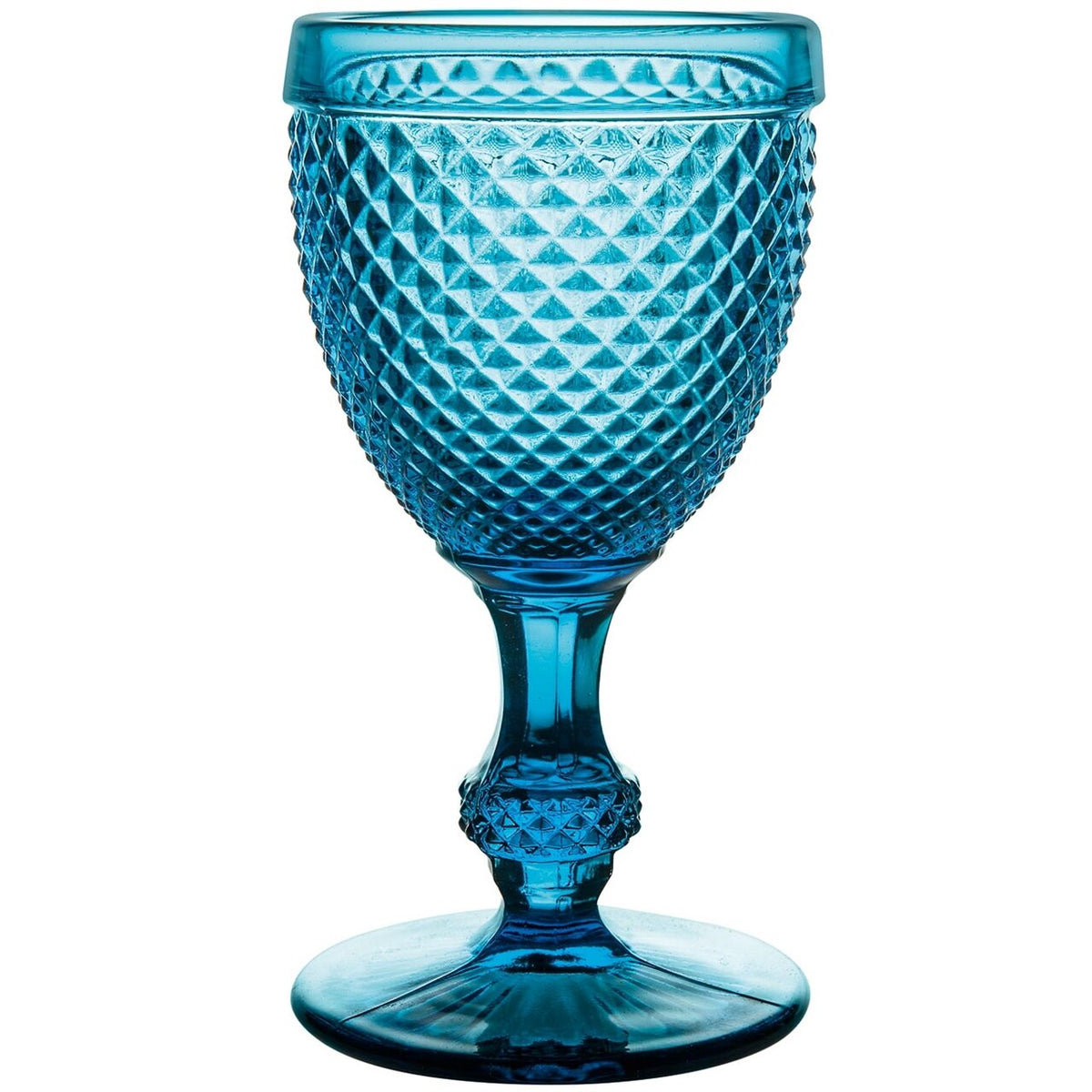 Vista Alegre Bicos Azul Set of 4 Water Goblets Blue on a white background