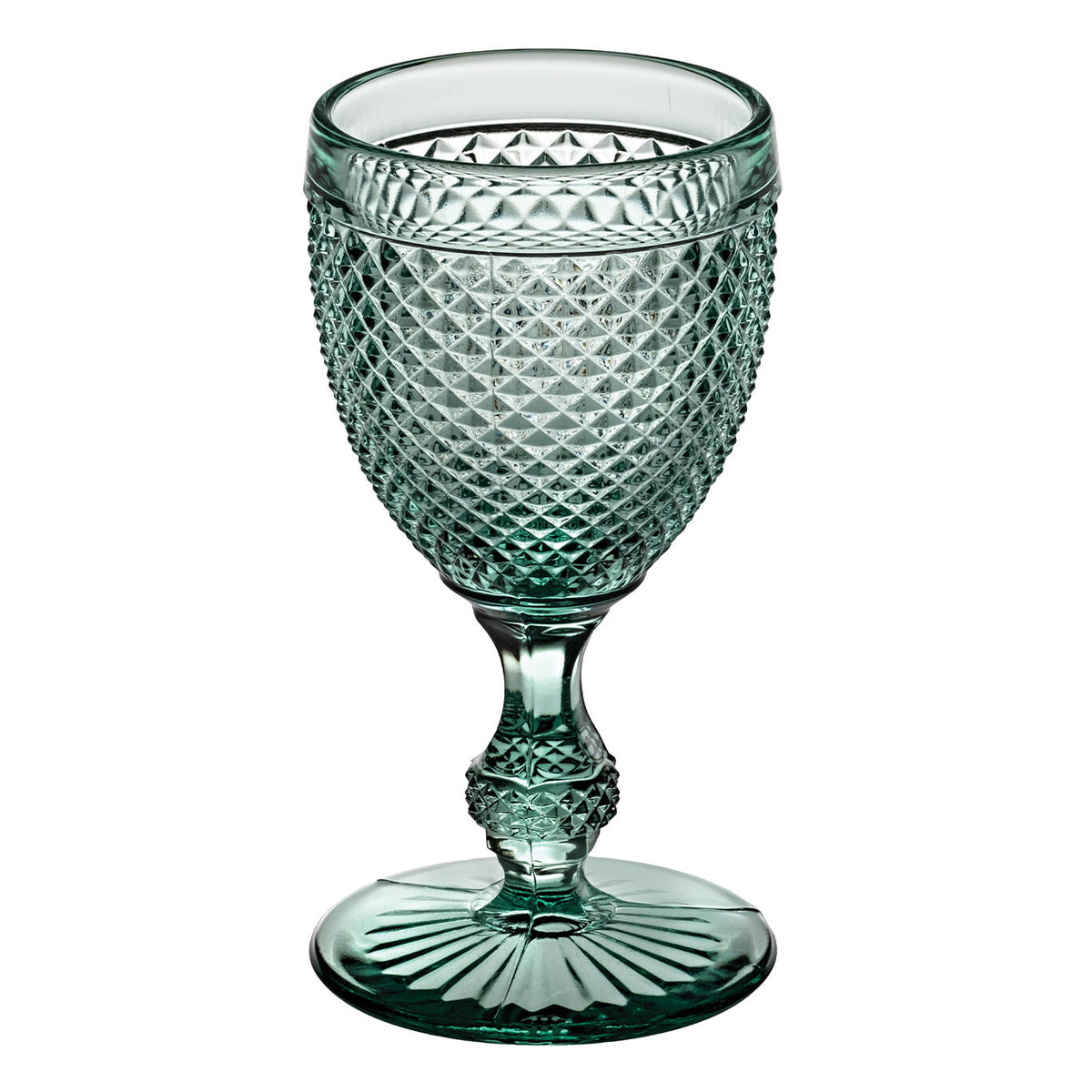 Vista Alegre Bicos Verde Set of 4 Red Wine Goblets Mint Green on a white background