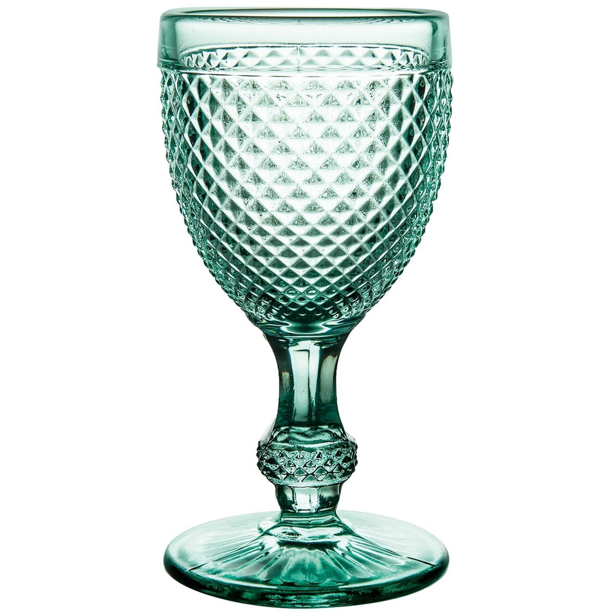 Vista Alegre Bicos Verde Set of 4 White Wine Goblets Mint Green, 2 3/4 in on a white background