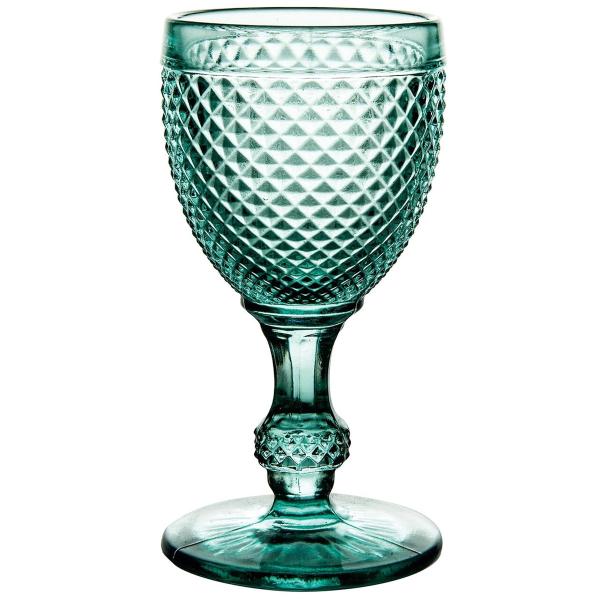 Vista Alegre Bicos Verde Set of 4 White Wine Goblets Mint Green on a white background