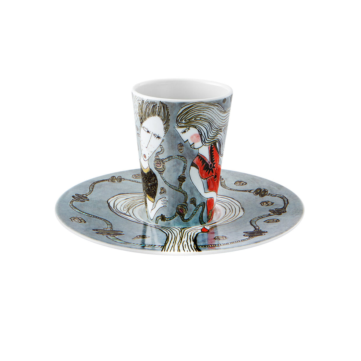Vista Alegre Bode Inspiratório Coffee Cup with Saucer XVII on a white background