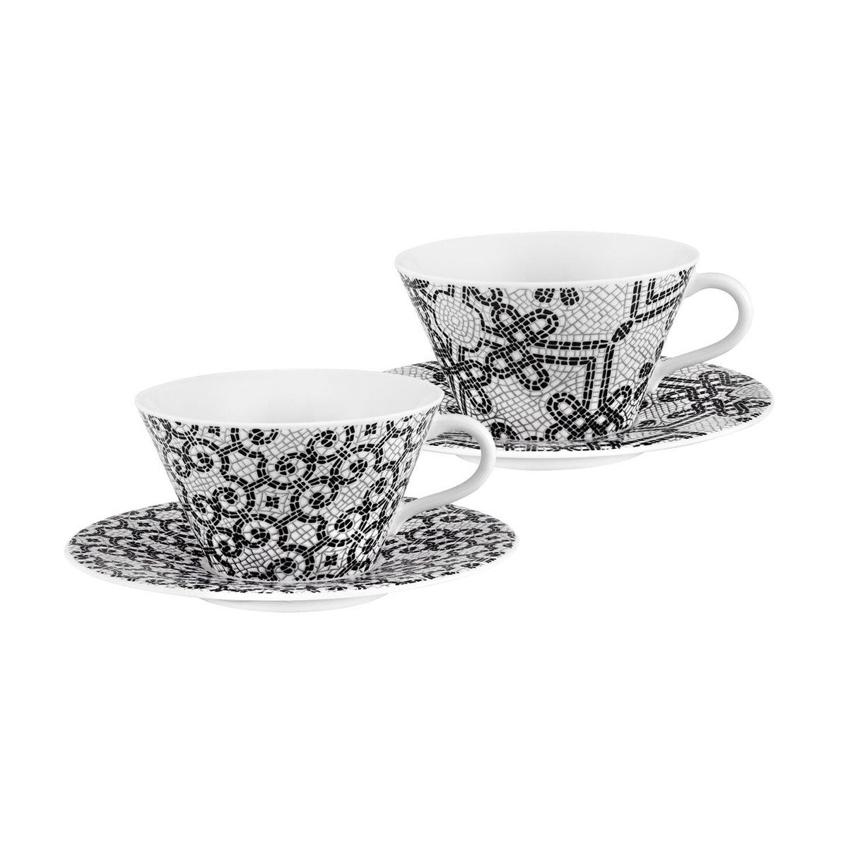 Vista Alegre Calçada Portuguesa Set of 2 Tea Cups & Saucers on a white background