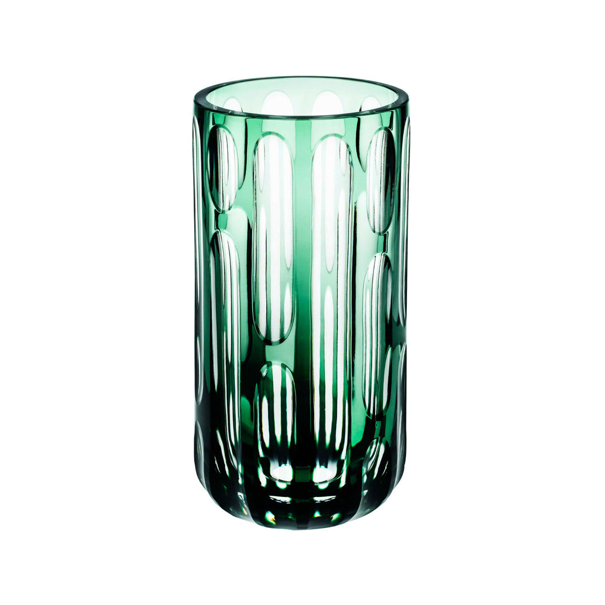Vista Alegre Cattedrale Case with Double Green Vase on a white background