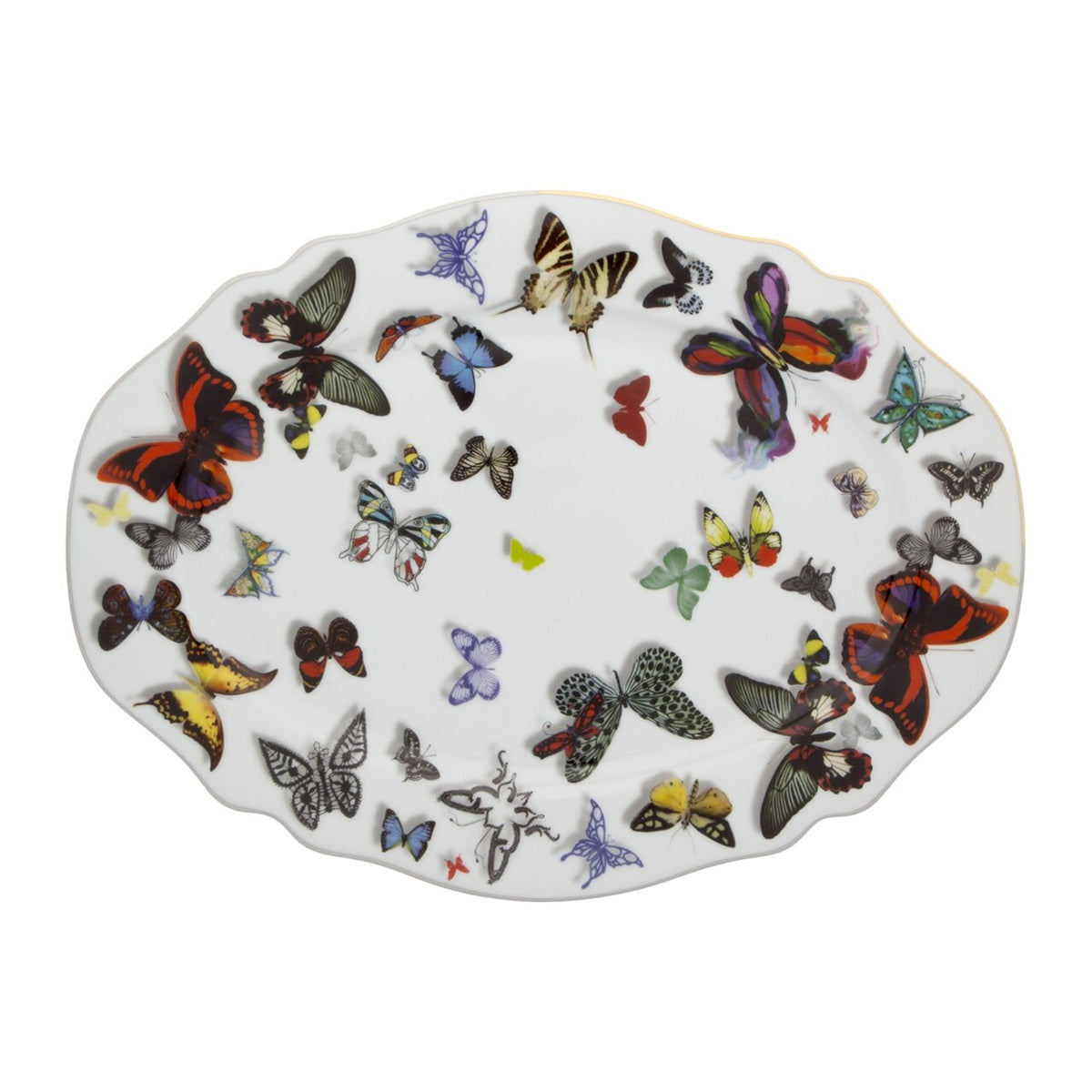 Vista Alegre Christian Lacroix Butterfly Parade Small Oval Platter on a white background