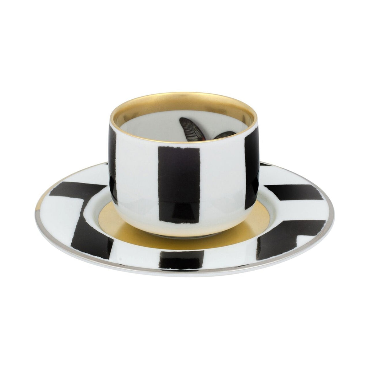 Vista Alegre Christian Lacroix Sol y Sombra Coffee Cup with Saucer Butterfly on a white background