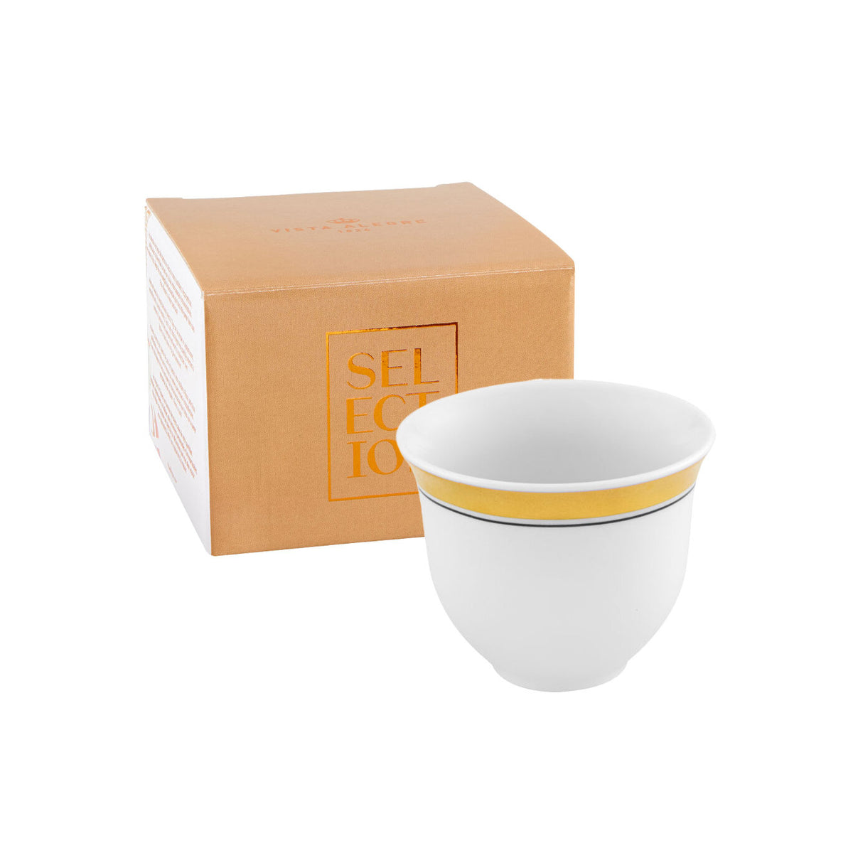 Vista Alegre Domo Gold Arabic Coffee Cup Selection on a white background