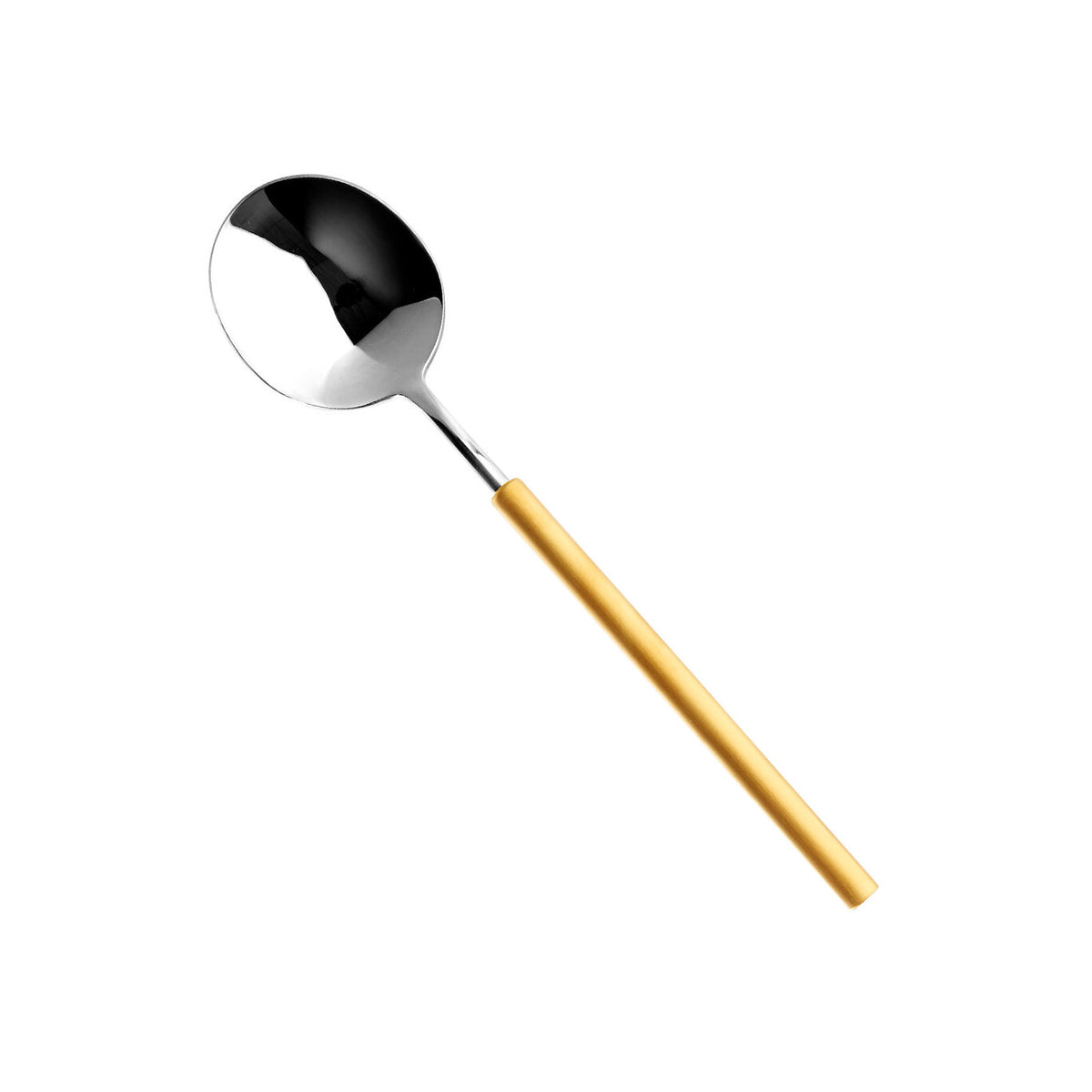 Vista Alegre Domo Handle Matte Gold Dessert Spoon on a white background