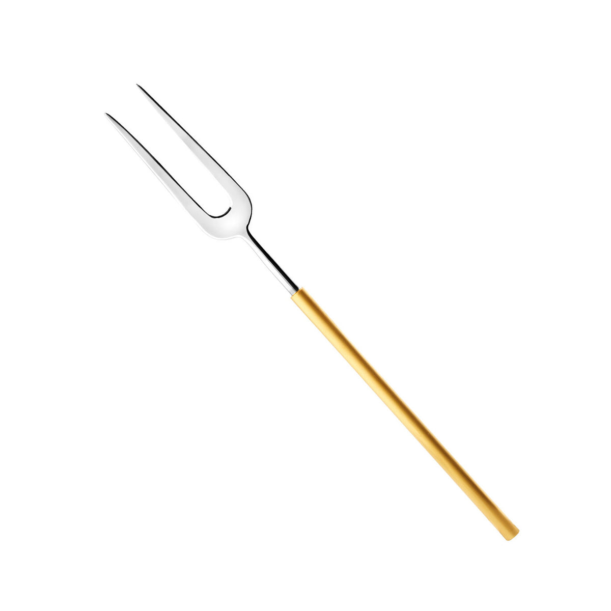 Vista Alegre Domo Handle Matte Gold Meat Serving Fork on a white background