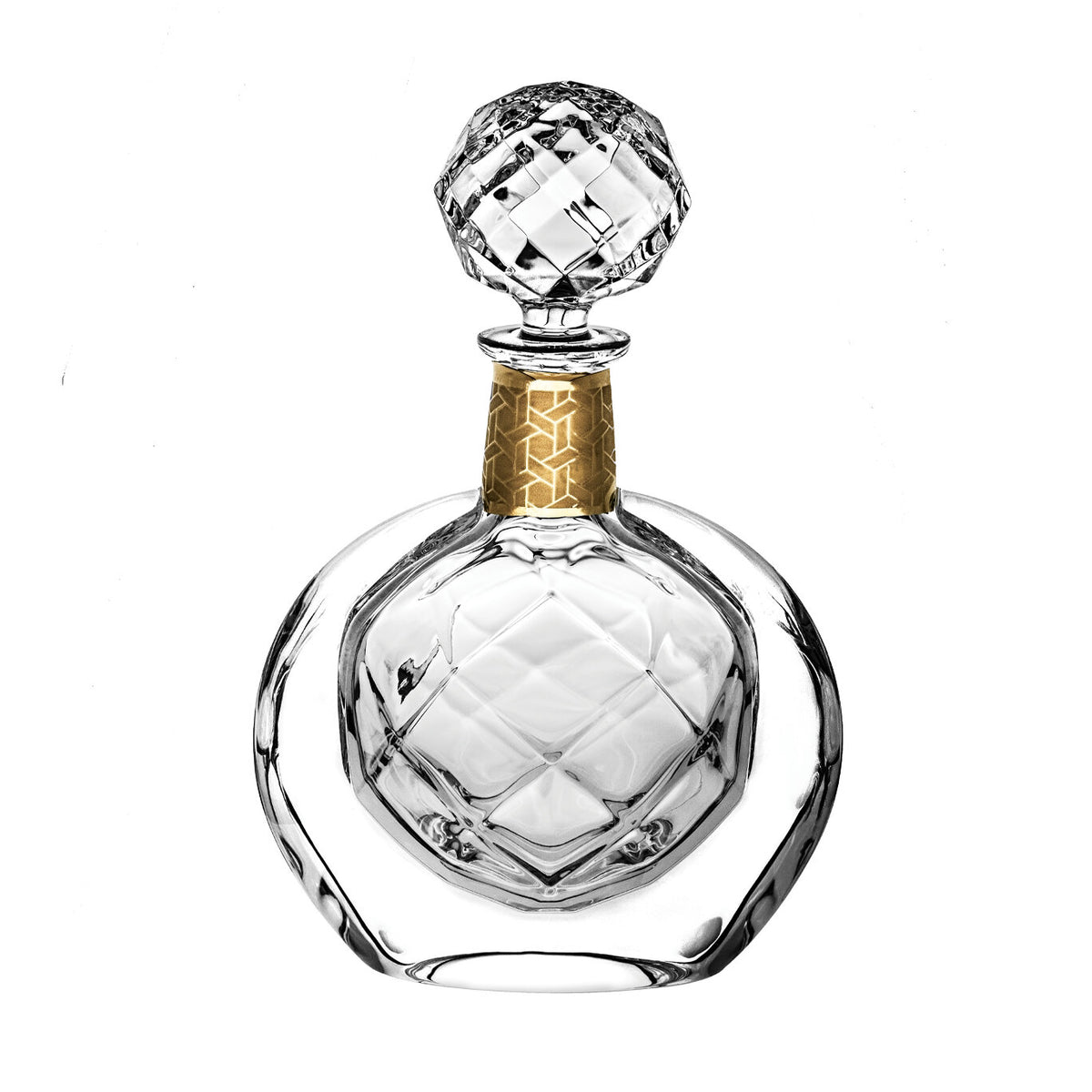 Vista Alegre Dux Whisky Decanter with Gold on a white background