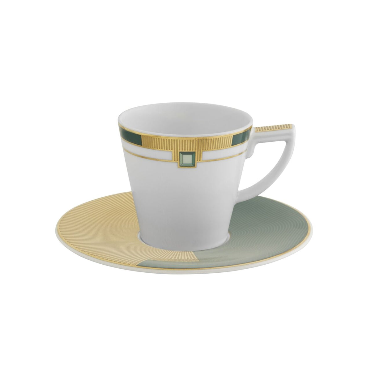 Vista Alegre Emerald Coffee Cup with Saucer on a white background