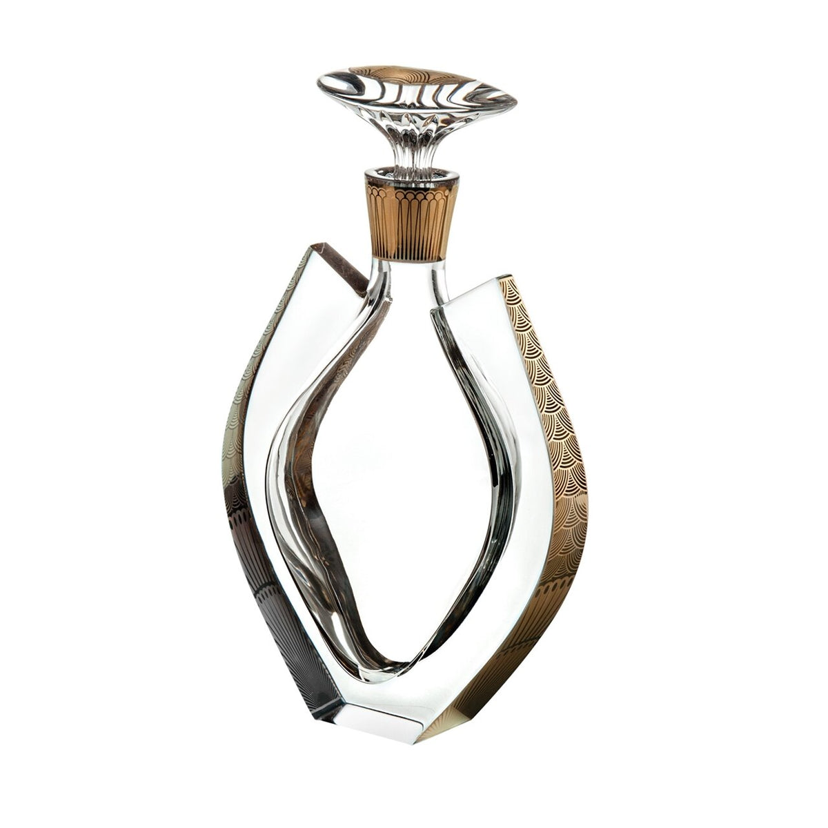 Vista Alegre Fenix Case with Whisky Decanter with Gold on a white background