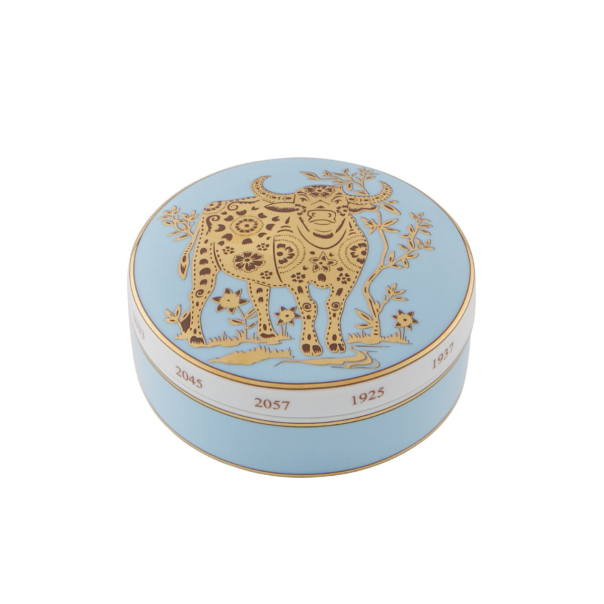 Vista Alegre Golden Large Box Regaleira Ox on a white background