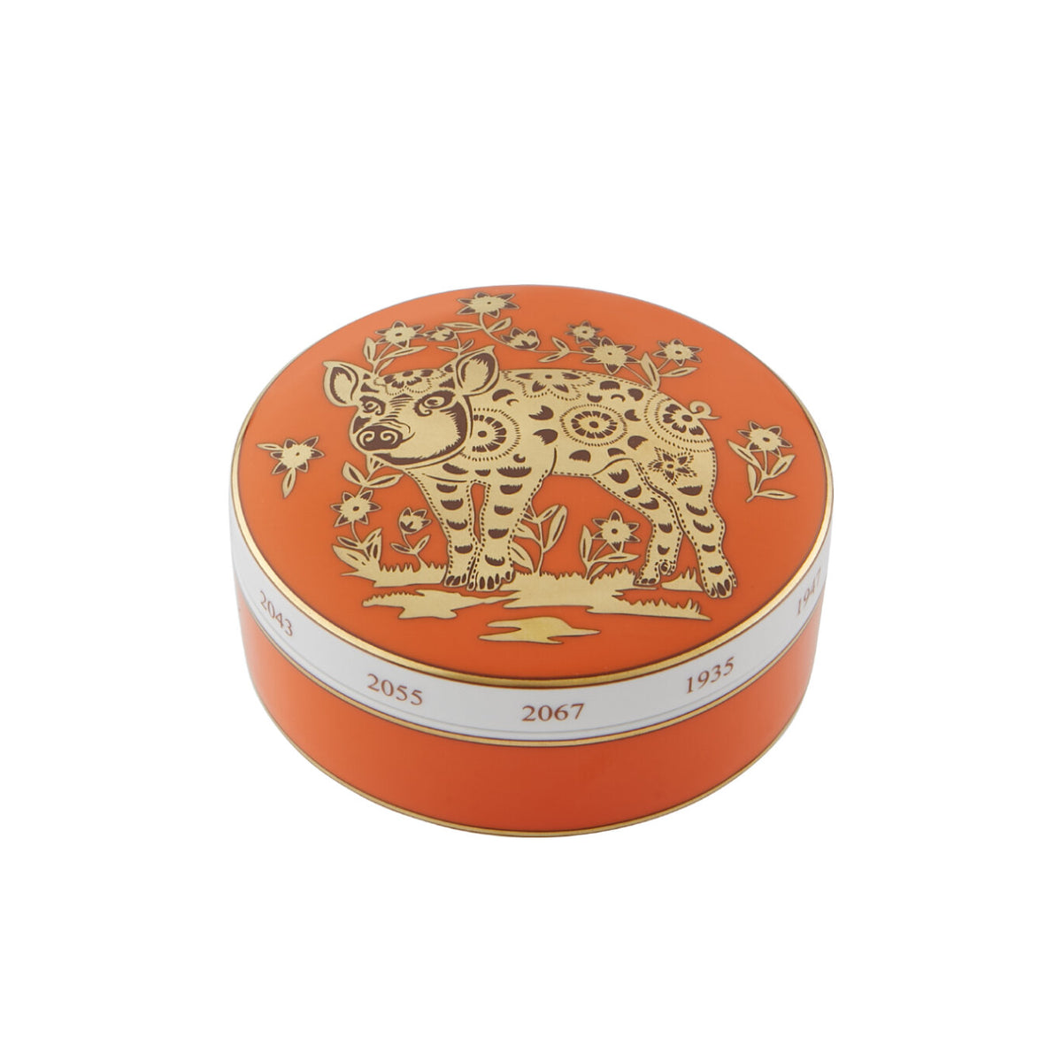 Vista Alegre Golden Large Box Regaleira Pig on a white background