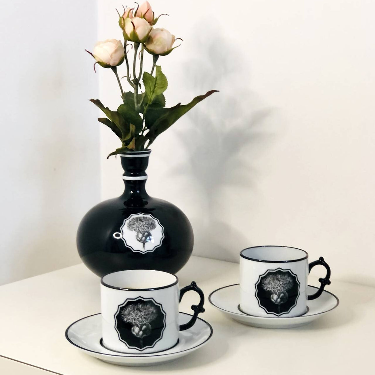 Vista Alegre Herbariae Set of 2 Tea Cups and Saucer White, view 2