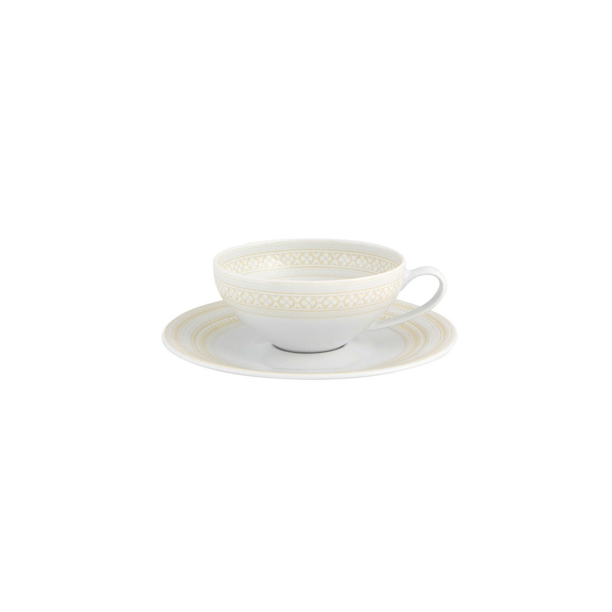 Vista Alegre Ivory Tea Cup and Saucer on a white background