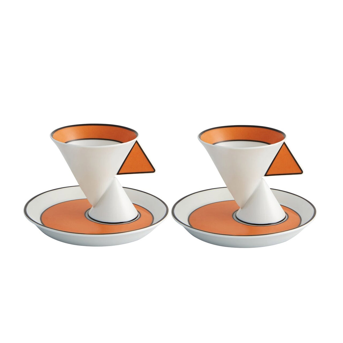 Vista Alegre Jazz Set of 2 Coffee Cups and Saucers on a white background