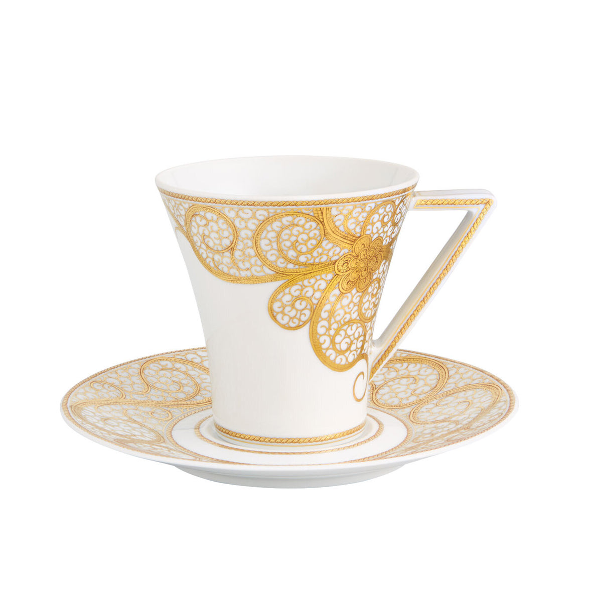 Vista Alegre Mouraria Tea Cup and Saucer on a white background