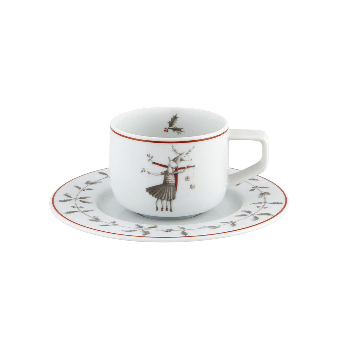 Vista Alegre Nöel Coffee Cup and Saucer to Fly on a white background