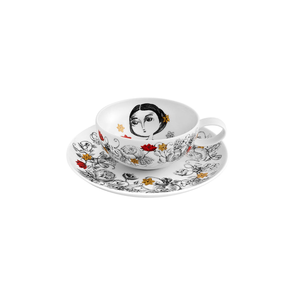 Vista Alegre Rainhas de Portugal Set of 6 Tea Cups with Saucers, view 2